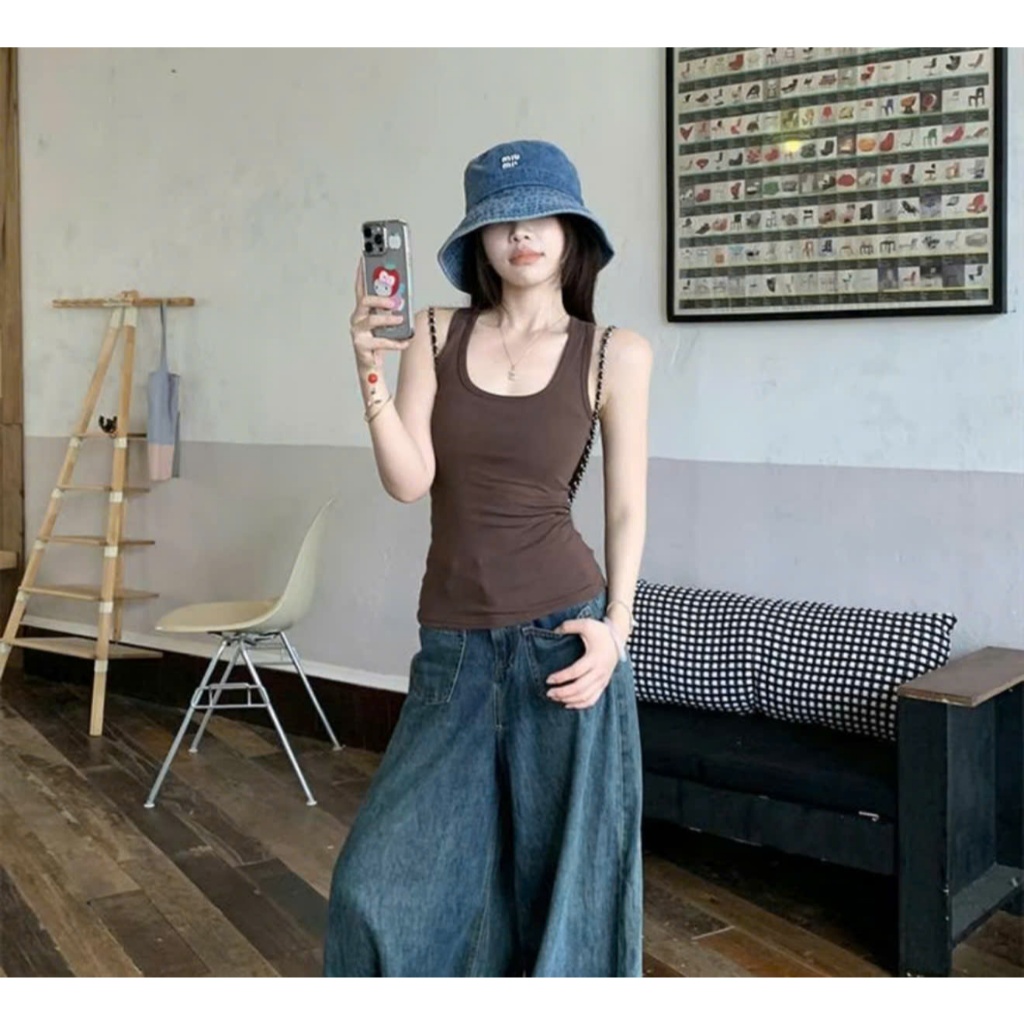 Áo ba lỗ nữ tanktop cổ vuông áo kiểu nữ thiết kế 2 dây bản to from ôm siêu tôn dáng chất cotton thoáng mát A312-PANOSI | BigBuy360 - bigbuy360.vn