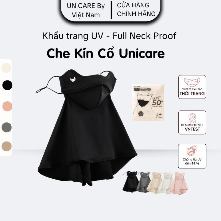 Khẩu Trang Chống Tia UV Che Kín Cổ Unicare Full Neck Proof Mask - Vải Lụa Mềm, Quai Điều Chỉnh, Chống Nắng Tối Ưu