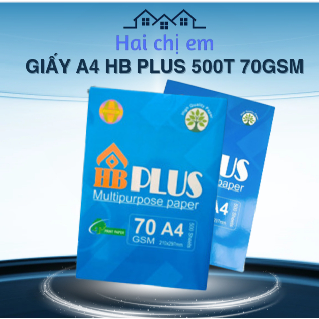 Giấy A4 500 tờ HB PLUS 70 gsm, Giấy in, giấy photo khổ A4 cao cấp, độ dày cao, trắng sáng đều màu