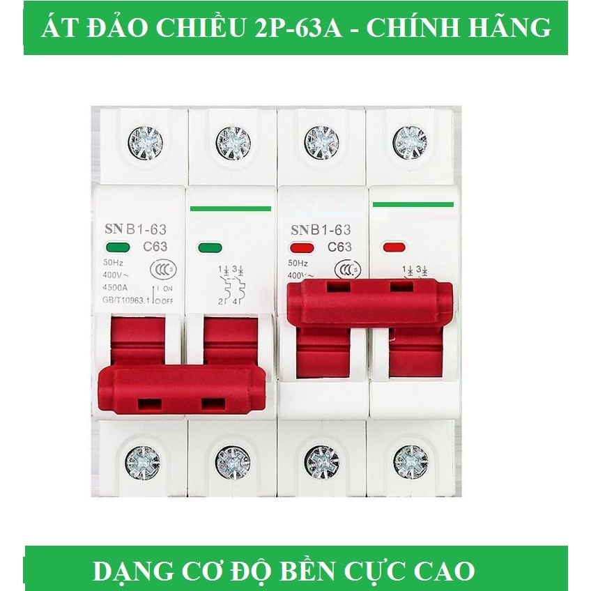 Cầu dao đảo chiều 2P 63A SNB1 VNA-ELECTRIC dạng aptomat chịu tải lớn át đảo chiều cb đảo chiều