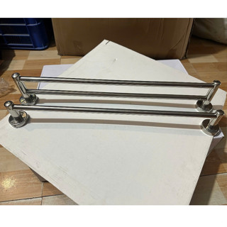  Kệ vắt khăn dấu vít  Kệ vắt khăn mặt đôi inox 304 100% kệ treo trong nhà tắm 