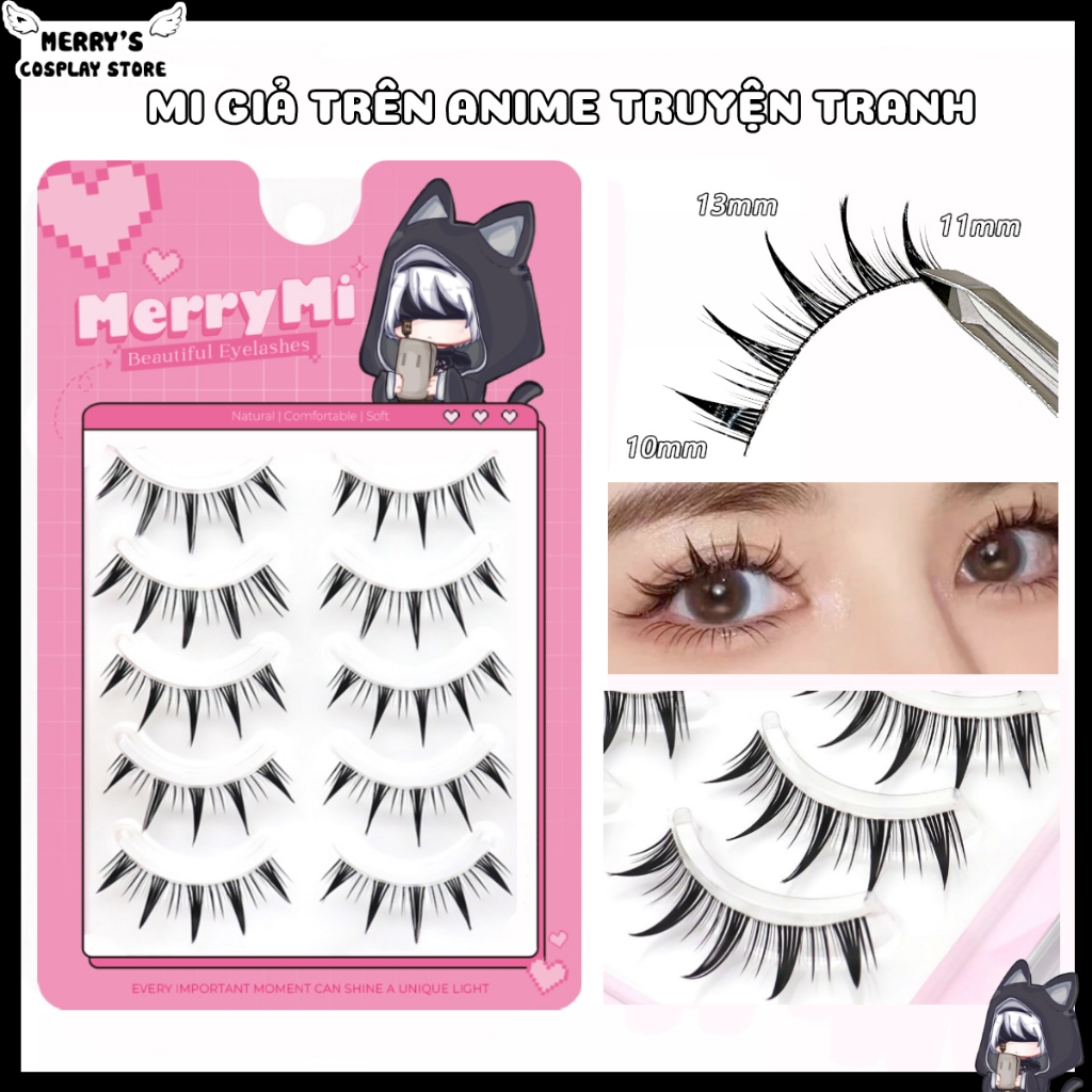 Mi Giả Anime Truyện Tranh Mã M01 Trang Điểm Cosplay Anime Douyin Lolita 5 Cặp Mi Trên