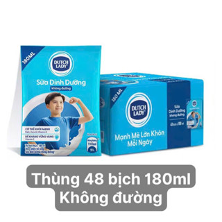 [hỏa tốc] thùng 48 bịch sữa tươi tiệt trùng Cô Gái Hà Lan Dutch Lady không đường 180ml