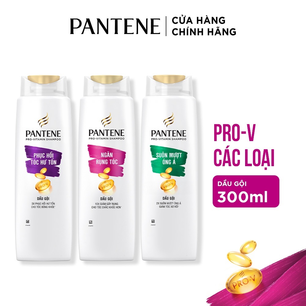 Dầu Gội PANTENE Pro-V Ngăn Rụng Tóc/ Phục Hồi Hư Tổn/ Suôn Mượt Óng Ả - Chai 300ML