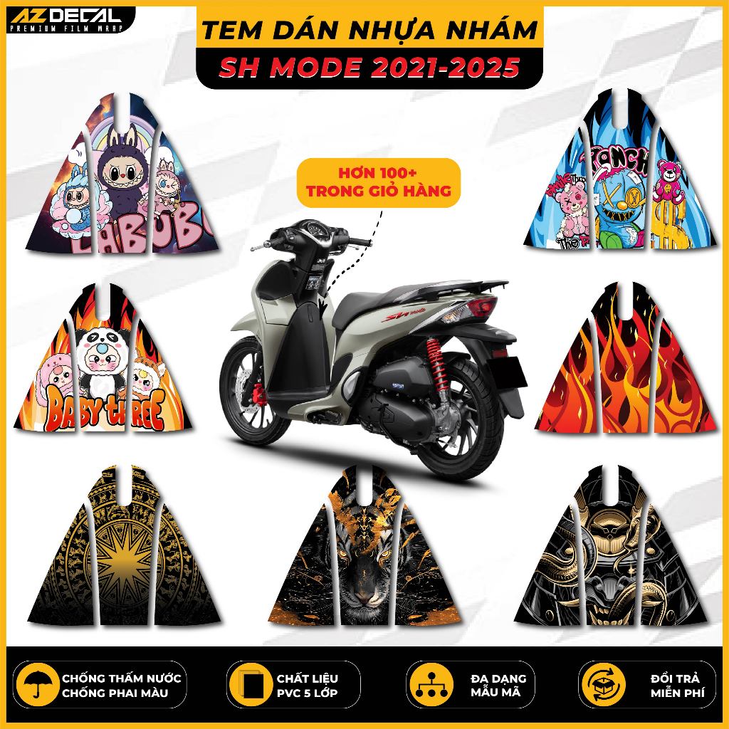 Tem Dán Nhựa Nhám Xe SH Mode 2021-2025 Chống Trầy Xước Mẫu Mã Đẹp AZDECAL