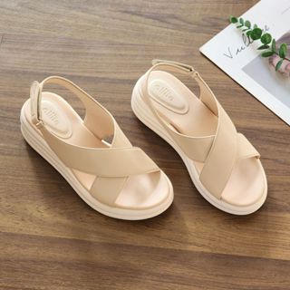 Giày Sandal Bánh Mì Nữ Cillie Đế Cao Mềm 5cm Không Đau Chân Quai Chéo