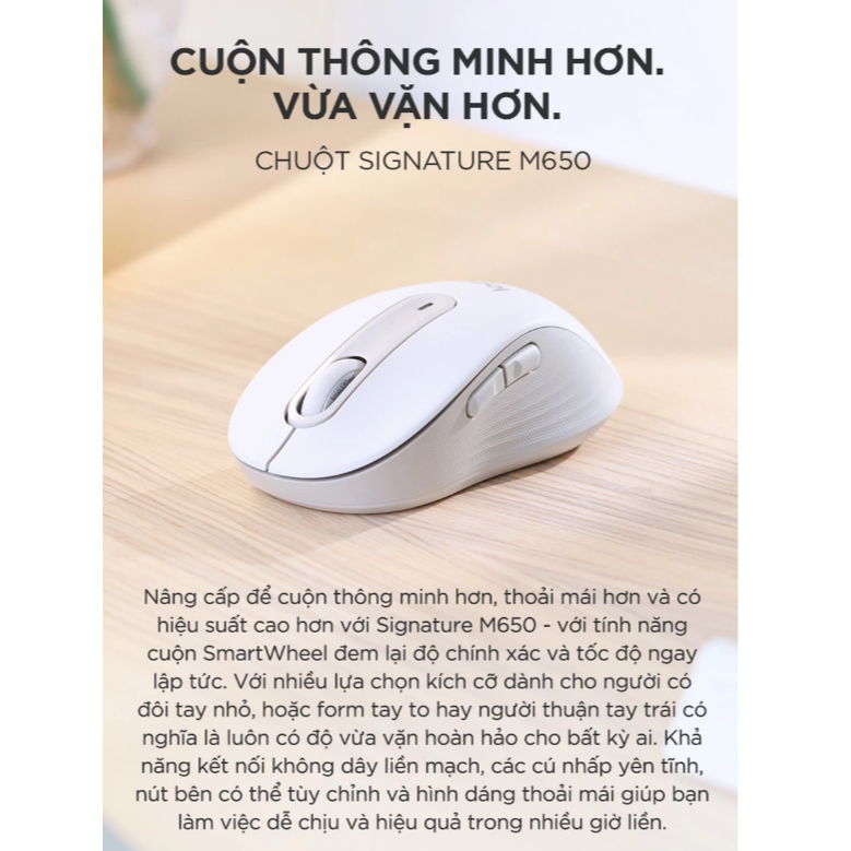 Chuột không dây Bluetooth Logitech M650 , Chuột máy tính xách tay văn phòng im lặng cho PC (kèm Bàn di chuột) | BigBuy360 - bigbuy360.vn