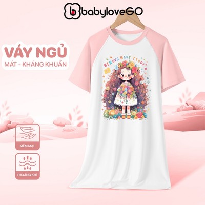 Váy bé gái BabyloveGO đầm ngủ cho bé dáng suông chất thun cotton mềm nhẹ thoáng khí cho bé 1-10 tuổi