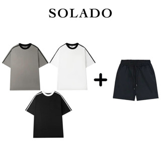 Bộ Quần áo Thun Nam SOLADO Áo Cotton Mềm Mại, Quần Kaki Co Giãn Thoáng Mát AT02-QS03