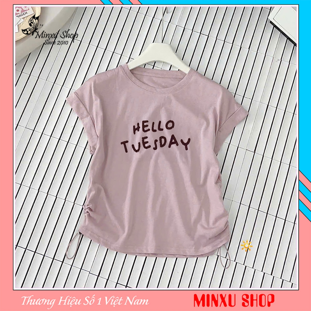 Áo Phông GIẤY Rút Dây Sườn Hack Dáng Tôn EO Hàng QC Minxu Shop CK73