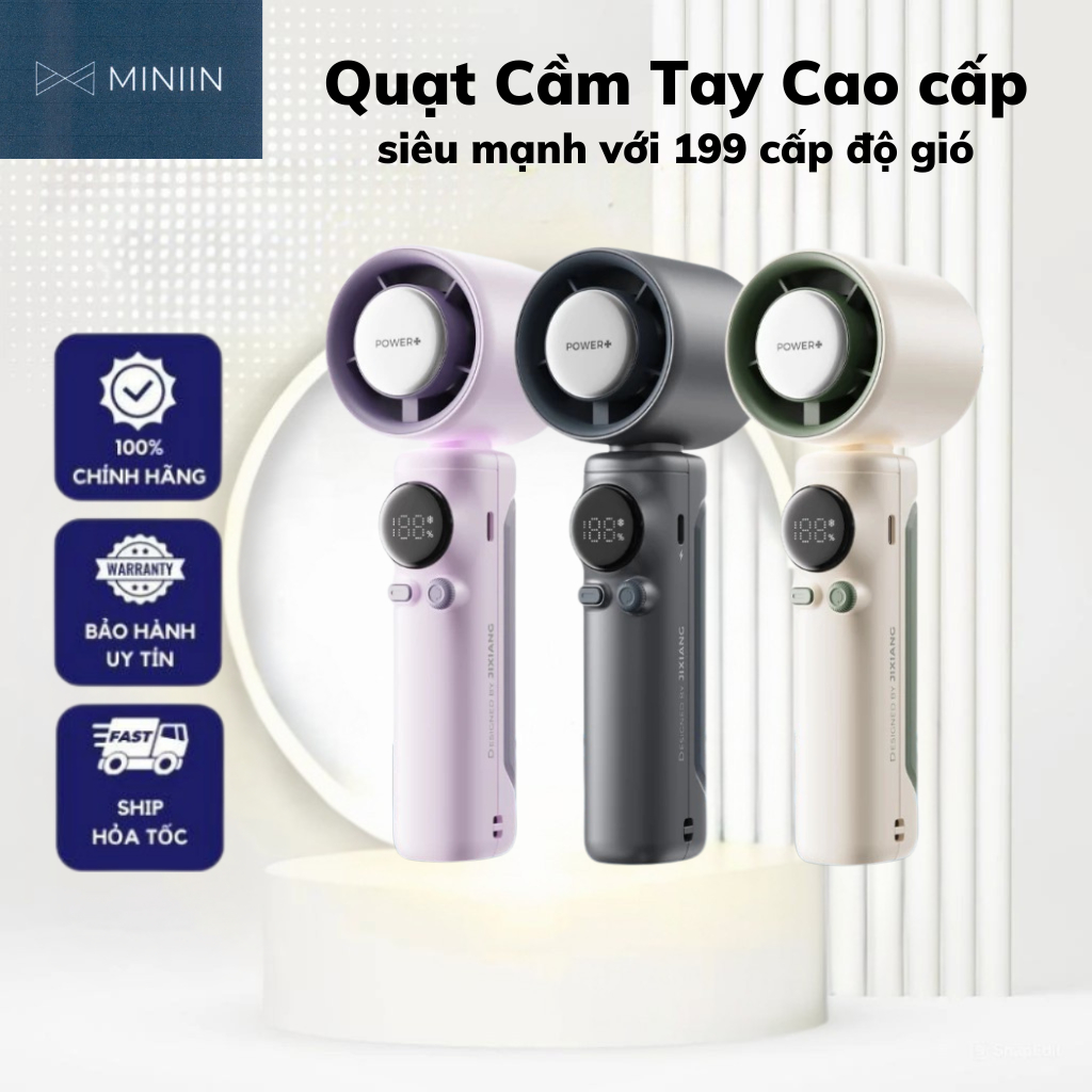 Quạt Cầm Tay SS-026 Cao cấp Turbo siêu mạnh với 199 cấp độ gió , dung lượng pin 4.000mAh