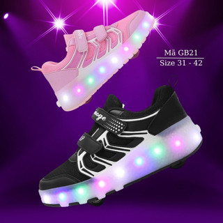   HOT TREND  Giày Bánh Xe Phát Sáng – Trượt Patin + Đi Bộ 2in1 Cho Bé Trai 6–12 Tuổi – Có Đèn LED Sạc USB NHÍM SHOP GB21 