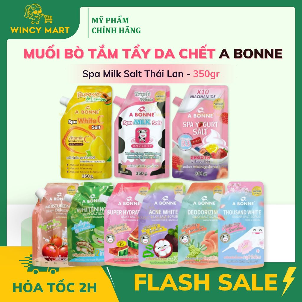 [Mẫu Mới] Muối Bò Tắm Tẩy Da Chết, Tẩy Tế Bào Chết A Bonné Spa Milk Salt Thái Lan 350g Giúp Da Mịn M