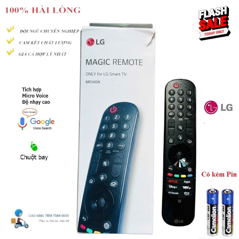 [HÀNG CHÍNH HÃNG INDONESIA] Remote Điều khiển TV LG AN-MR24GN giọng nói VOICE CHUỘT BAY FULLBOXX + Tặng Pin
