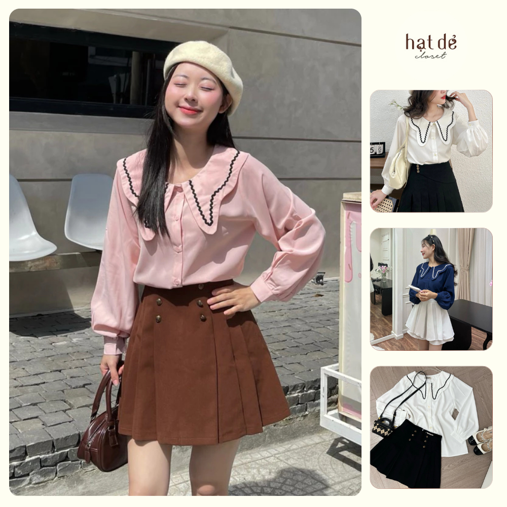 [hatdecloset] Áo sơ mi phối ren cổ tay bồng (SƠ MI NGUYỆT)