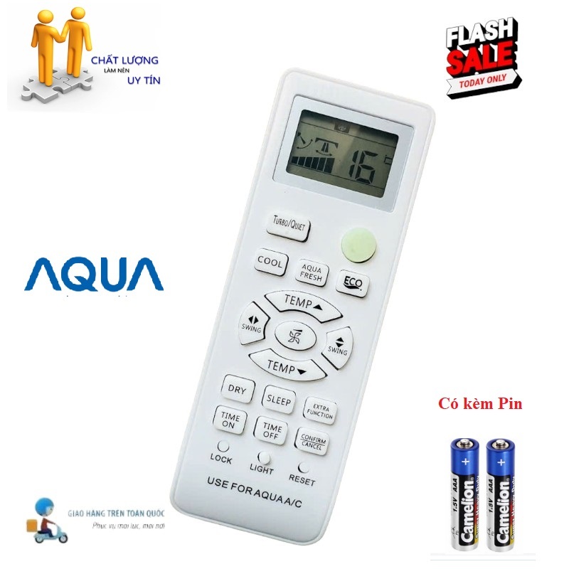 [HÀNG CHÍNH HÃNG CHẤT LƯỢNG] Điều khiển điều hòa máy lạnh Aqua ECO- Hàng mới 100% Tặng Pin