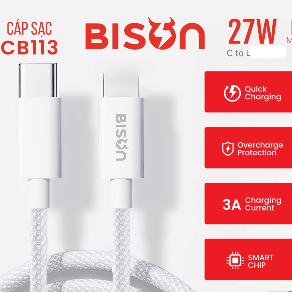 Cáp Sạc Nhanh Bison C To L Chính Hãng CB113 - Bảo Hành 12 Tháng | BigBuy360 - bigbuy360.vn