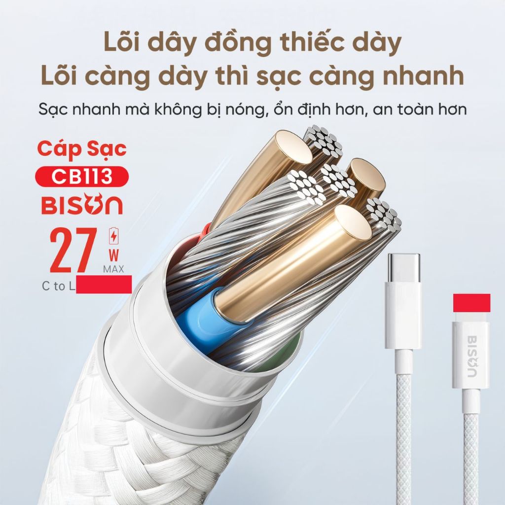 Cáp Sạc Nhanh Bison C To L Chính Hãng CB113 - Bảo Hành 12 Tháng | BigBuy360 - bigbuy360.vn