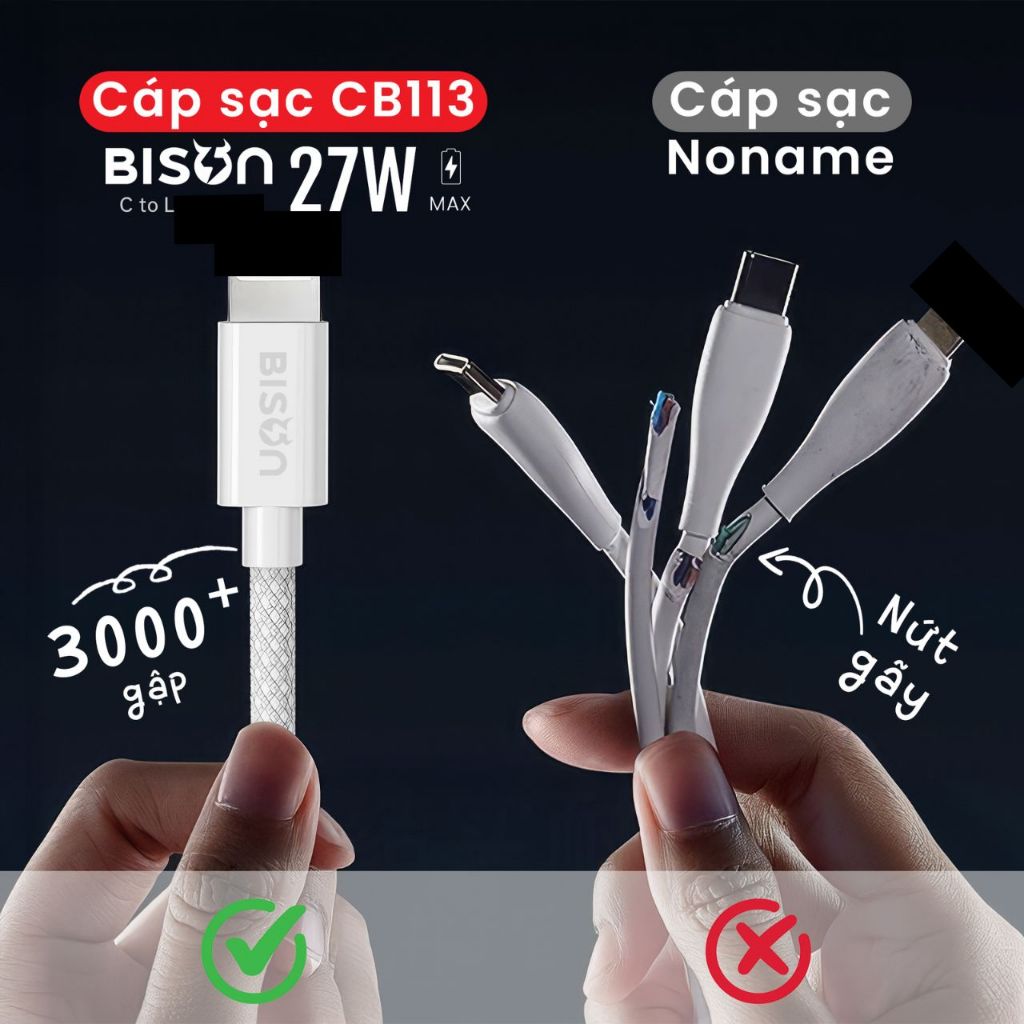 Cáp Sạc Nhanh Bison C To L Chính Hãng CB113 - Bảo Hành 12 Tháng | BigBuy360 - bigbuy360.vn