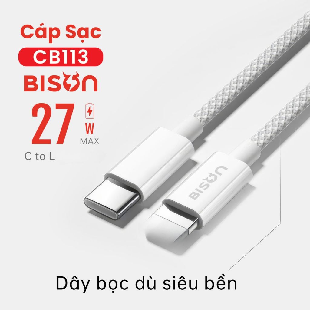 Cáp Sạc Nhanh Bison C To L Chính Hãng CB113 - Bảo Hành 12 Tháng | BigBuy360 - bigbuy360.vn