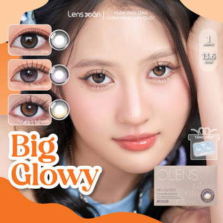  Kính áp tròng cận 1 tháng LENS XOẮN lens nâu ánh highlight có viền tròn mắt OLENS BIG GLOWY 