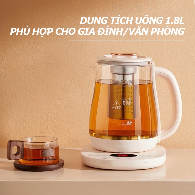 Ấm Đun Siêu Tốc, Ấm Pha Trà, 1.8L Ấm Đun Nước 800W, Thích Hợp Để Đun Nước, Pha Trà, Pha Cà Phê