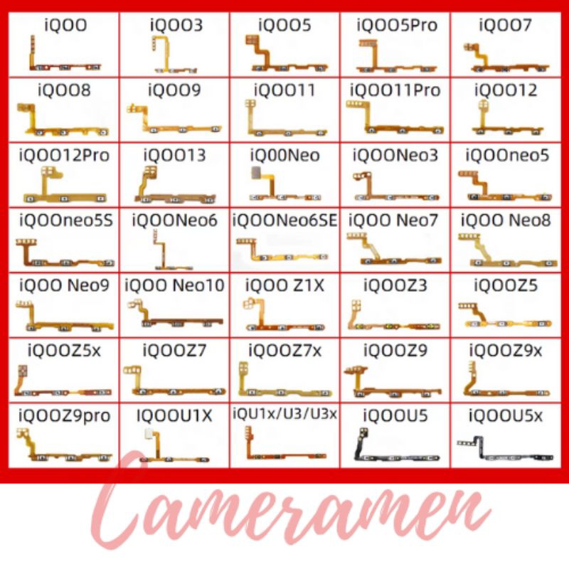 Cáp Nguồn Volum  Âm Lượng Vivo IQOO / IQOO3 IQOO5 IQOO 5 Pro IQOO7 IQOO8 IQOO9 IQOO 10 IQOO11 IQOO 1