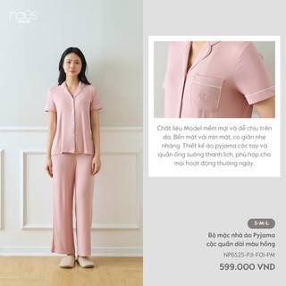 Bộ Pyjama Nous Homewear mặc nhà cộc tay, Nous Mom cho mẹ sau sinh màu pastel mềm mát basic thoải mái dưới 70kg BST T5