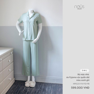 Bộ Pyjama cộc tay quần dài cho mẹ sau sinh mặc nhà Nous Mom, chất liệu Nu petit mềm mát basic BST T5