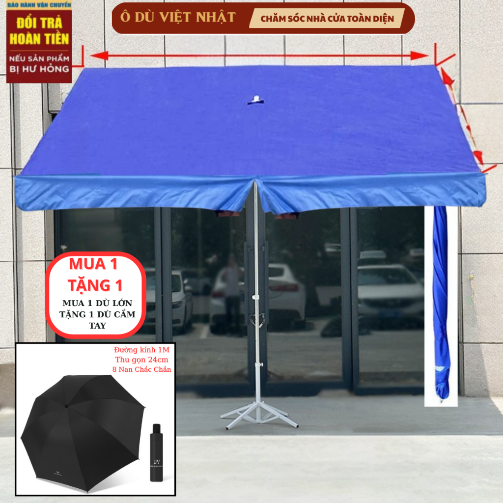 Ô Dù Mái Chéo-Mái Nghiêng-Vải bạt cao cấp (chưa đế) -Che Mưa Che Nắng Ngoài Trời(Chống thấm 100%) Tặng 1 Ô Cầm Tay