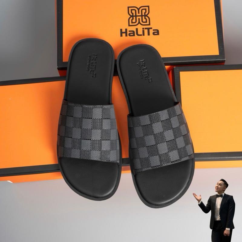 [Dép Luxury Caro] - Dép Da Nam Nappa Cao Cấp HALITA, Đế Cao Su Vân Nhám Chống Trơn Trượt