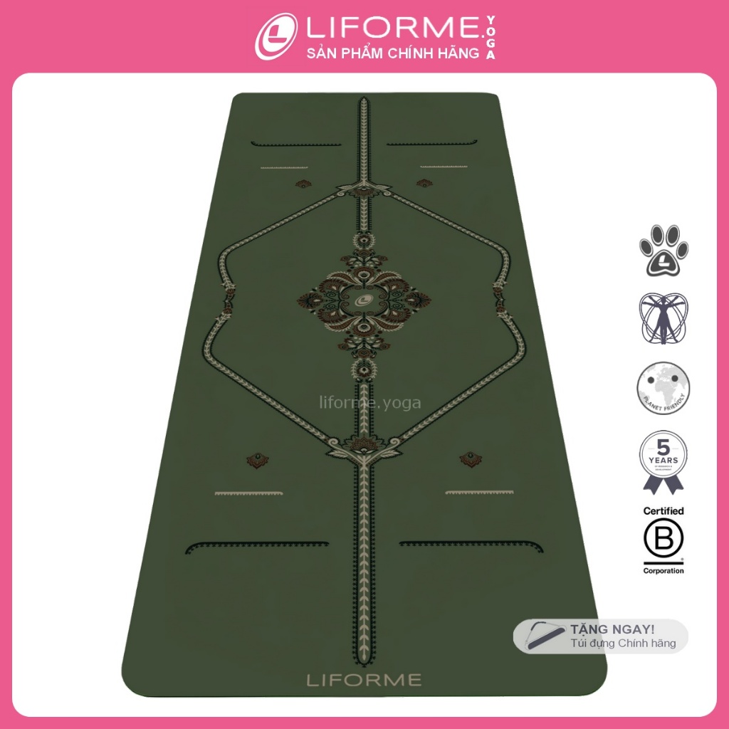 Thảm tập yoga Liforme Deep Forest Mindful Garden - Deep Forest Green