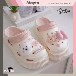 Dép nữ, dép sục Mayto đế cao 5.5cm kèm charm Cún nơ hồng XIXITIAO kiểu sandal quai hậu CS-167