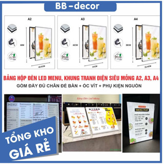 ( Tổng Kho Sỉ ) Bảng Hộp Đèn Led Menu A2,A3,A4, Khung tranh điện Để Bàn, Treo Tường.