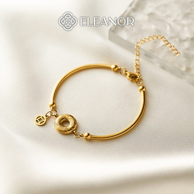 Vòng tay nữ titan Eleanor Accessories thiết kế mặt hình tròn lăc tay basic phụ kiện trang sức 9770