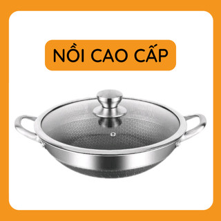 Nồi Lẩu Inox Đáy 316 - Tổ Ong Chống Dính 2 Mặt - Bảo Hành 12 Tháng