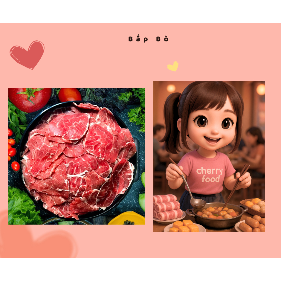 Bắp bò thái lát 500gr - Cherry Food