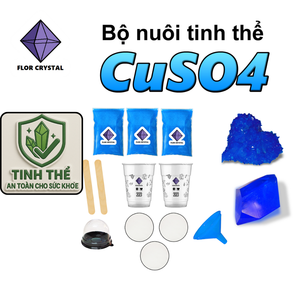 (Kèm hướng dẫn) Bộ nuôi tinh thể CuSO4 Đồng (II) Sunphate sunfat
