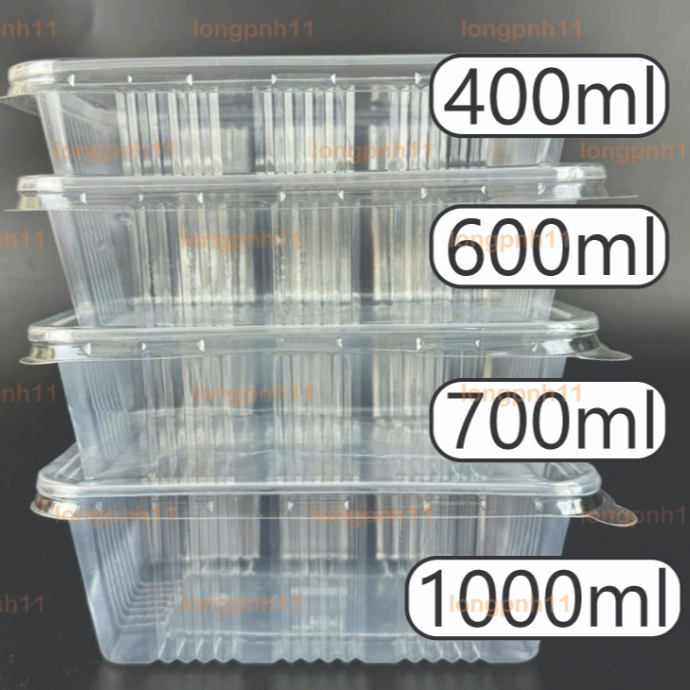  Set 50-100-200 hộp nhựa sọc kèm nắp làm rau câu ngàn lớp nhựa trong suốt Tân hiệp hưng 400ml 600ml 700ml 1000ml 
