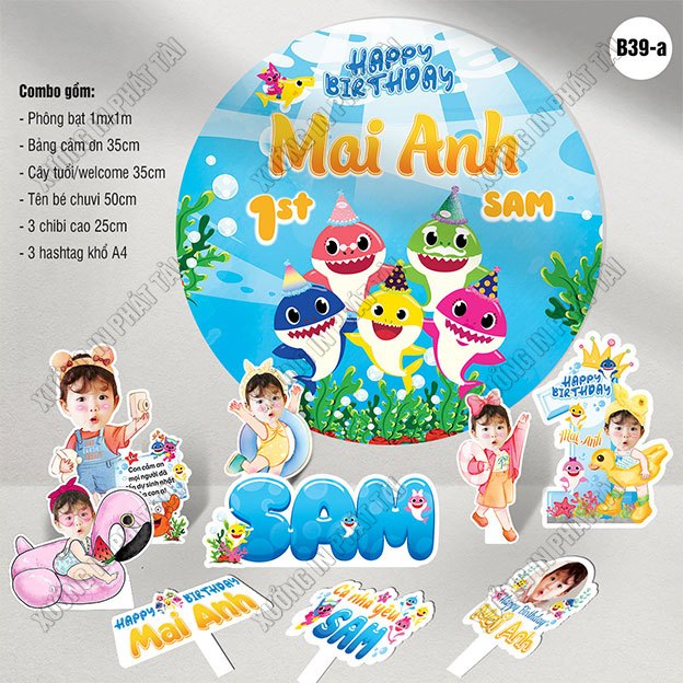 B39 - Combo sinh nhật bé gái Baby Shark