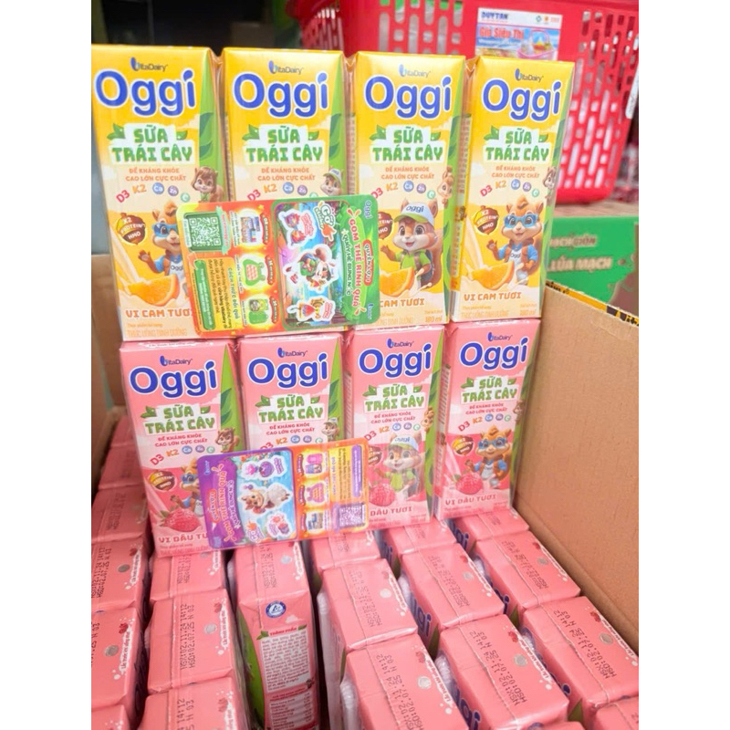 HSD: 8/10/2025THÙNG 48 hộp sữa trái cây Oggi cam/ dâu 110-180ml