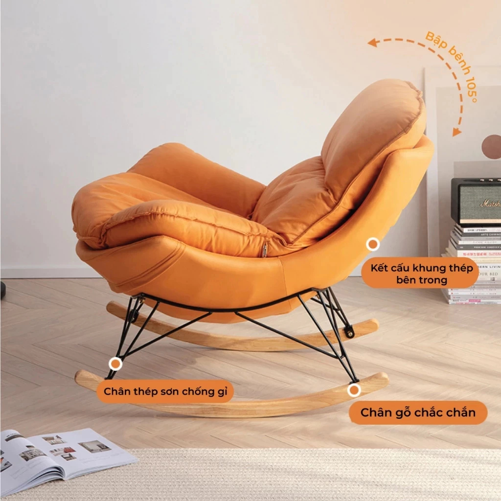 Ghế lười bập bênh thư giãn nhập khẩu,Ghế bập bênh Sofa đọc sách  decor phòng Tặng Kèm Đôn Gác Chân | BigBuy360 - bigbuy360.vn
