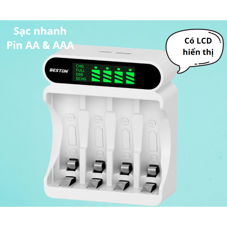 BỘ SẠC PIN AA & AAA C9023L BESTON CÓ LCD HIỂN THỊ MỨC PIN