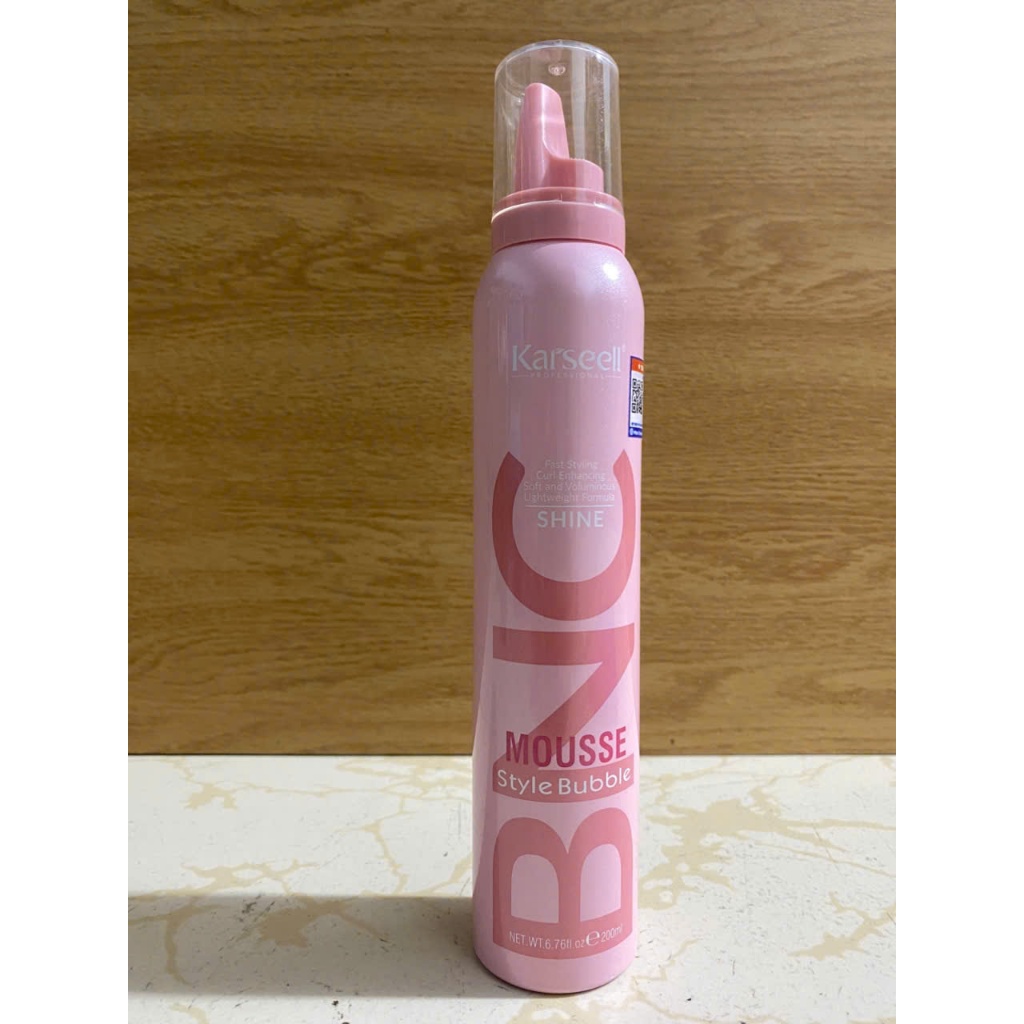 BọtTạo Kiểu Tóc Mềm Chai Màu Hồng Karseell BNC Mousse 200ml Dưỡng Tóc