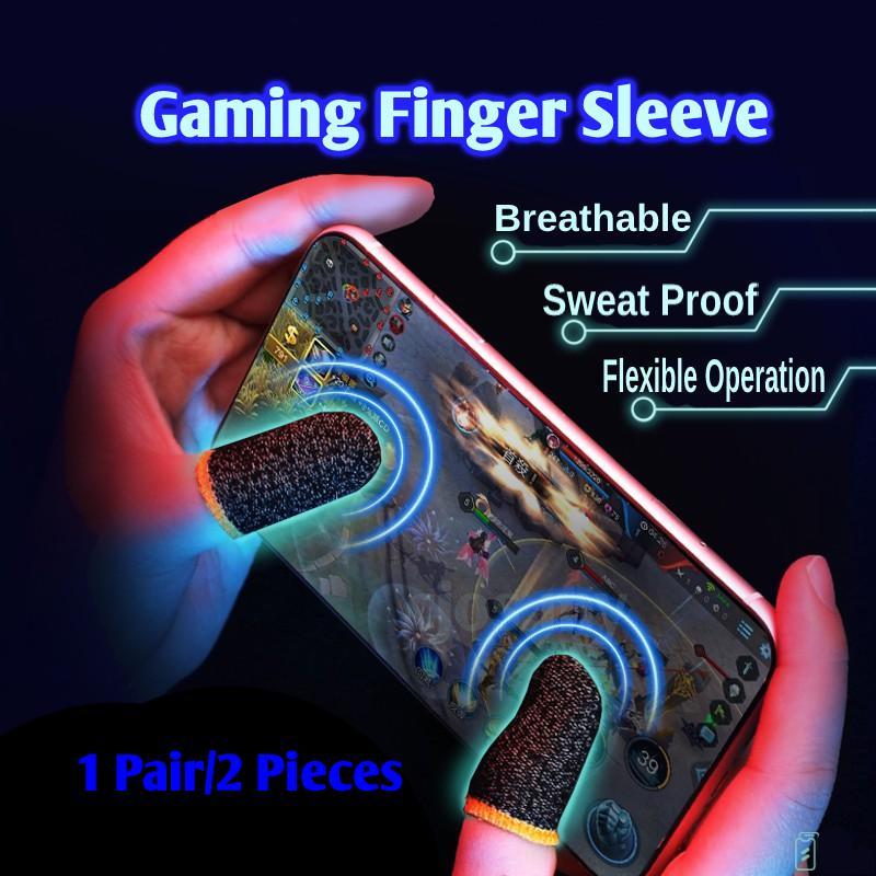 1pair Gaming Finger Sleeve Game Controller Sweatproof Gloves Breathable Fingertips For Mobile Games 