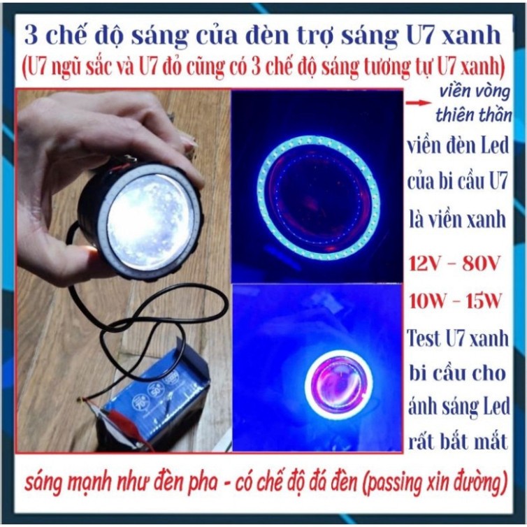 Đèn U7 Ngắn Chế Si Hello Mắt Lé- Đèn Led U7 Mắt Cú 3 Chế Độ Gắn Ô Tô, Xe Máy, Xe Điện- Giá 1 Bóng