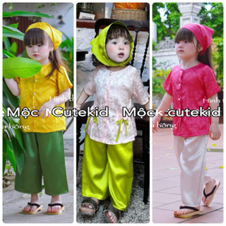 (7-35kg) bộ bà ba cho bé gái - TẶNG KHĂN TUBAN - bộ quần áo cho bé gái đi chơi Trung Thu, Lễ Tết