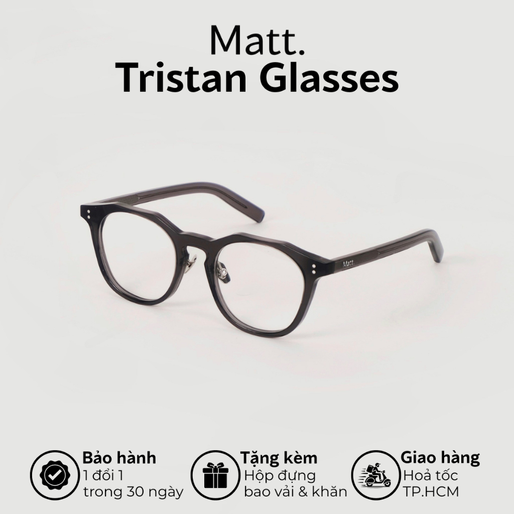 Gọng kính cận nam TRISTAN GLASSES dáng vuông chất liệu Acetate cao cấp Matt. Kính