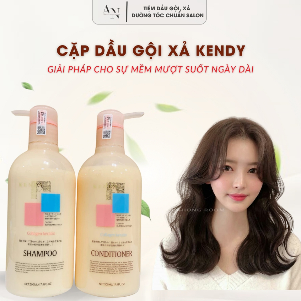 Dầu gội xả dưỡng sinh tái tạo kiềm dầu phục hồi tóc thô xơ hư tổn siêu mềm mượt Kendy 800ml