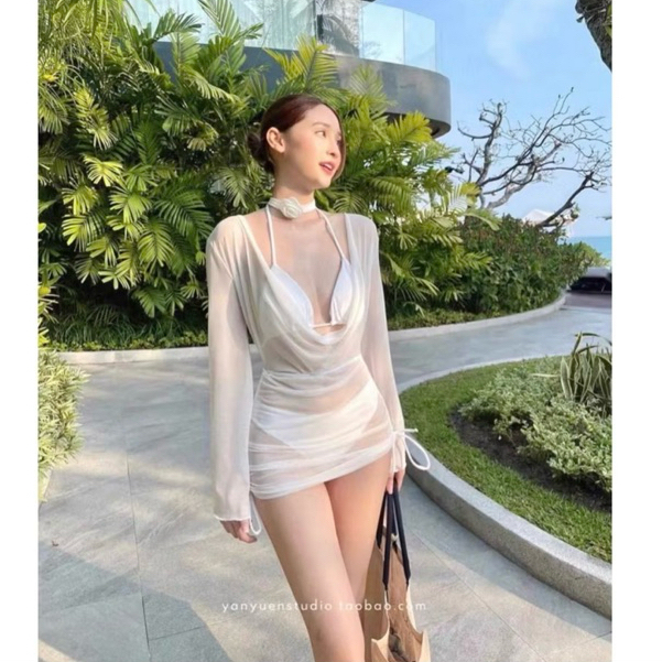 Set Bikini 3 Món L&L BIKINI Áo Lưới Mỏng Dài Tay Tôn Dáng Kèm Tag Hoa Cổ Kiểu Dáng Thời Thượng | BigBuy360 - bigbuy360.vn
